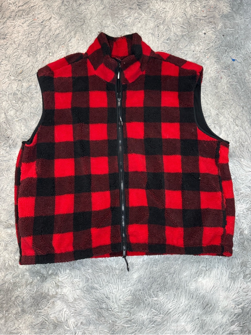 Woolrich x Target Unisex Adults Buffalo Checkered Faux Shearling Vest - XL NWT